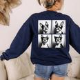 Boston Terrier Dogs With Sunglasses Photo Pets Meme Women's Sweatshirt Back Print Navy