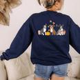 Boston Terrier Fall Pumpkin Tis The Season Autumn Women Women's Sweatshirt Back Print Navy