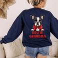 Boston Terrier Grandma Dog Lovers Puppy Bostie Owner Women's Sweatshirt Back Print Navy