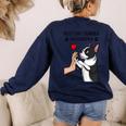 Boston Terrier Grandma Mother's Day Dog Mom Women's Sweatshirt Back Print Navy