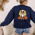 Boston Terrier Halloween Dog Lover Pumpkin Costume Women's Sweatshirt Back Print Navy