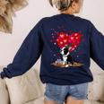 Boston Terrier Lover Heart Shape Boston Terrier Valentine Women's Sweatshirt Back Print Navy
