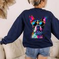 Boston Terrier Lovers Pop Art Boston Terrier Women's Sweatshirt Back Print Navy
