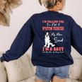 Boston Terrier Mom American Gentleman Dog Lover Mother's Day Women's Sweatshirt Back Print Navy