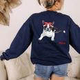 Boston Terrier Mom Bandana Boston Terrier Dog Women's Sweatshirt Back Print Navy