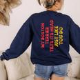 Boston Terrier Mom Dad Dog Lover Owner Women Men Women's Sweatshirt Back Print Navy