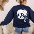 Boston Terrier And Moon Halloween Costume Dog Lover Women's Sweatshirt Back Print Navy