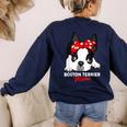 Boston Terrier Mum Dog Woman Idea Women's Sweatshirt Back Print Navy