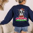 Boston Terrier Santa Claus Christmas Dog Women's Sweatshirt Back Print Navy