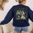Boston Terrier Selfie With Ghosts Halloween Dog Lover Women's Sweatshirt Back Print Navy