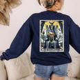 Boston Terrier Tarot Card Dog Women's Sweatshirt Back Print Navy