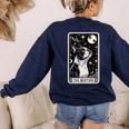 Boston Terrier Tarot Card Star With The Moon Men Women Kids Women's Sweatshirt Back Print Navy