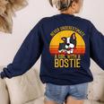 Boston Terrier Never Underestimate a Girl With a Bostie Women's Sweatshirt Back Print Navy
