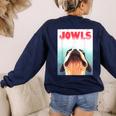 Boston Terriers Jowls Dog Mom Dog Dad Women's Sweatshirt Back Print Navy