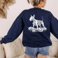 Bull Terrier Skeleton Birthday Halloween Kids Women's Sweatshirt Back Print Navy