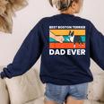 Cute Boston Terrier Best Boston Terrier Dad Ever Women's Sweatshirt Back Print Navy