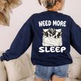 Cute Boston Terrier Need More Sleep Pajamas Nightgown Women's Sweatshirt Back Print Navy