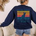 Dog Boston Terrier Mom Vintage Boston Terrier Mom Women's Sweatshirt Back Print Navy