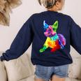 Dog Lover Boston Terrier Dog Colorful Boston Terrier Men Women Kids Women's Sweatshirt Back Print Navy