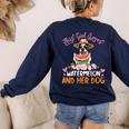 This Girl Loves Watermelon And Her Boston Terrier Dog Mother Women's Sweatshirt Back Print Navy