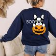 The Halloween Boston Terrier Women's Sweatshirt Back Print Navy