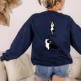 Inhale Exhale Yoga Boston Terrier Tshirt Women's Sweatshirt Back Print Navy