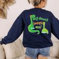 Kids My Nonna Loves Me Dinosaur Grandson Women's Sweatshirt Back Print Navy