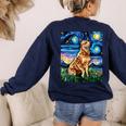 Red Heeler Starry Night Cattle Dog Colorful Art By Aja For Men Women Girls Kids Women's Sweatshirt Back Print Navy