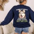 Siberian Husky Professional Human Trainer Women's Sweatshirt Back Print Navy
