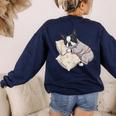 Sleepy Boston Terrier Pajama Men Women Kids Women's Sweatshirt Back Print Navy