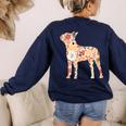 Vintage Floral Boston Terrier For Dog Lover Women's Sweatshirt Back Print Navy