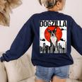 Vintage Japanese Dogzilla Boston Terrier Women's Sweatshirt Back Print Navy