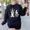 6 Years Old Birthday Boston Terrier Dog Lover 6th Party Kid Women's Sweatshirt Back Print Black