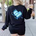 Bavarian Flag As Heart Blue Diamond Bavaria Women's Sweatshirt Back Print Black