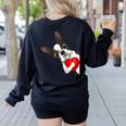 Boston Terrier Bostie Dog Kids Women Girls Women's Sweatshirt Back Print Black