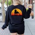 Boston Terrier Bostie Sunset Retro Dog Pet Mom Dad Women's Sweatshirt Back Print Black