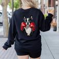 Boston Terrier Boxing Women's Sweatshirt Back Print Black