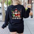 Boston Terrier Christmas Dogs Santa Reindeer Elf Women's Sweatshirt Back Print Black