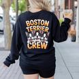 Boston Terrier Crew Cartoon For Dog Owner Pet Boston Terrier Women's Sweatshirt Back Print Black