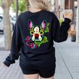 Boston Terrier In Day Of The Dead Sugar Skull Dog Women's Sweatshirt Back Print Black