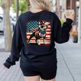 Boston Terrier Dog 4th Of July USA American Flag Patriotic Women's Sweatshirt Back Print Black