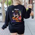 Boston Terrier Dog Christmas Happy Hallothankmas Halloween For Men Women Kids Women's Sweatshirt Back Print Black