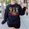 Boston Terrier Dog Halloween Christmas Hallothanksmas Men Women Kids Women's Sweatshirt Back Print Black