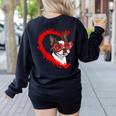 Boston Terrier Dog Mom Dad Valentine’s Day Pet Lover For Men Women Kids Women's Sweatshirt Back Print Black