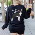 Boston Terrier Dog Mom Woman Women Women's Sweatshirt Back Print Black