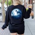 Boston Terrier Dog Moon Dog Mom Dad Women Men Dog Lovers Women's Sweatshirt Back Print Black