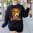 My Boston Terrier Dog Rides Shotgun Witch Halloween Men Women Women's Sweatshirt Back Print Black