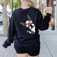 Boston Terrier Dog From Side Boston Bull Women's Sweatshirt Back Print Black