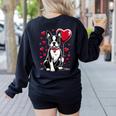 Boston Terrier Dog Valentine's Day Dog Owner Valentine Women's Sweatshirt Back Print Black