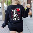Boston Terrier Dog Valentine's Day Dog Owner Women's Sweatshirt Back Print Black